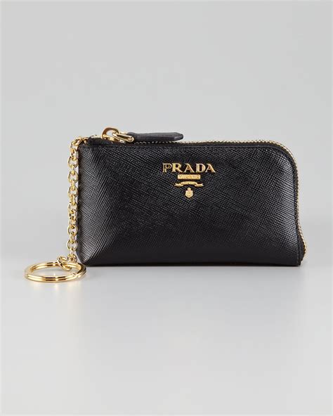 prada saffiano key pouch nero|Black Saffiano Leather Key Case .